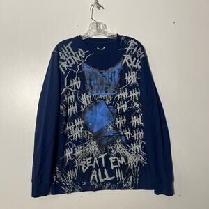 Vintage Y2K TAPOUT MPS Grunge Beat Em All Graphic Long Sleeve Shirt Mens Size L